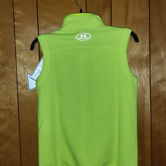 Under Armour Heat Gear Zip Up Fleece Vest Youth Boys MEDIUM Neon Yellow NWT B4 - Picture 5 of 6